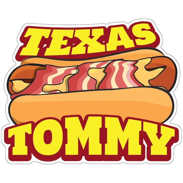 Texas Tommy Decal Concession Stand Food Truck Sticker, 8" x 4.5", D-DC-8 Texas Tommy19